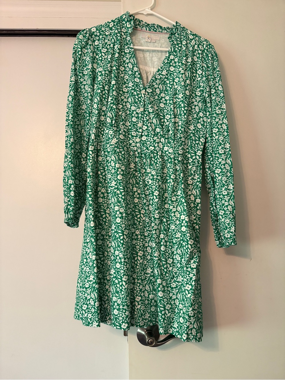 Boden Women’s Green Floral V-Neck Long Sleeve Dress US size 10